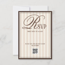 Tarjeta De Confirmación De Asistencia Beige Ivory Striped Luxury Wedding