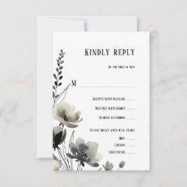 Tarjeta De Confirmación De Asistencia Beige Neutral Floral Wedding