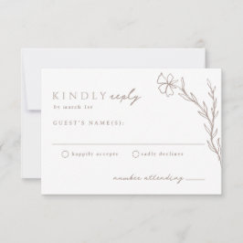 Tarjeta De Confirmación De Asistencia Beige Taupe Neutral Botánico Moderno Stenciado