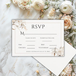 Tarjeta De Confirmación De Asistencia Bella Boda Moderna Floral Simple Beige