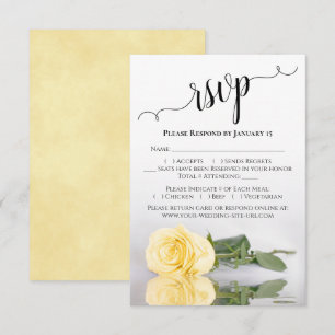 Tarjeta De Confirmación De Asistencia Bella Rosa Amarilla Mantequilla de Boda Reflectant