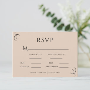 Tarjeta De Confirmación De Asistencia Bello Boda Beige Simple Moderno