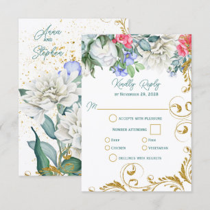 Tarjeta De Confirmación De Asistencia Bellos productos botánicos con Faux Gold Swirls RS