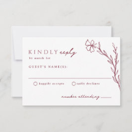 Tarjeta De Confirmación De Asistencia Berry Pink Modern Stenciled Botanico