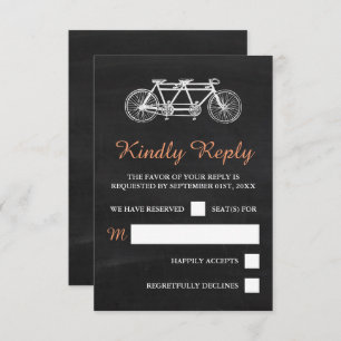 Tarjeta De Confirmación De Asistencia Bicicleta Tandem En El Boda Chalkboard