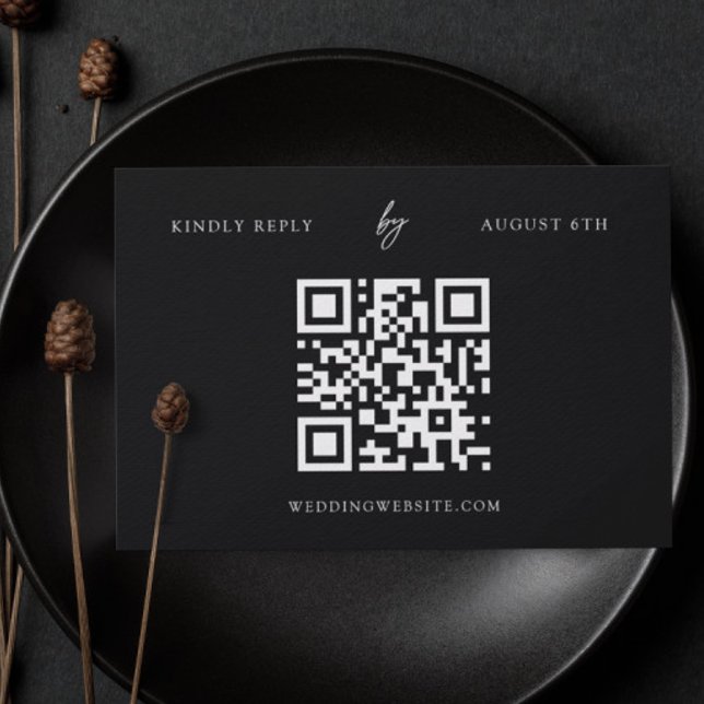 Tarjeta De Confirmación De Asistencia Black and White Modern Wedding Website Wedding (Subido por el creador)