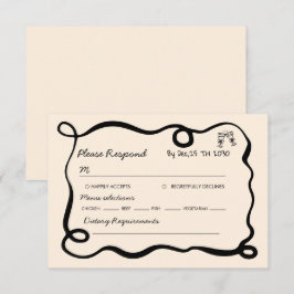 Tarjeta De Confirmación De Asistencia Black hand drawn champagne whimsical wedding