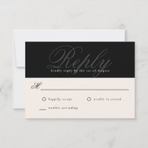 Black Modern Elegant Minimal Monograma Wedding RSV