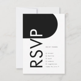 Tarjeta De Confirmación De Asistencia Black Premium Moderno Monograma Boho Bold Arch