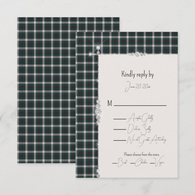 Tarjeta De Confirmación De Asistencia Black Watch Vress Tartan Scottish Tartán (Anverso / Reverso)