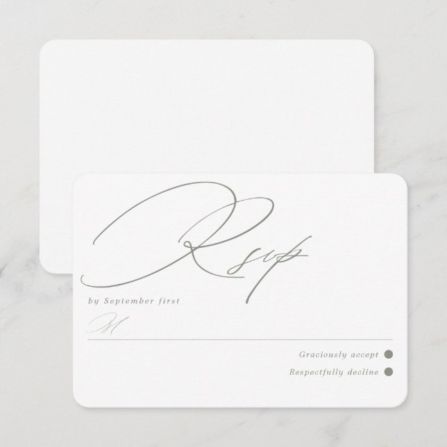 Tarjeta De Confirmación De Asistencia Blanco verde simple (Anverso / Reverso)