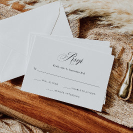 Tarjeta De Confirmación De Asistencia Blanco y negro | Boda de elegancia italiana