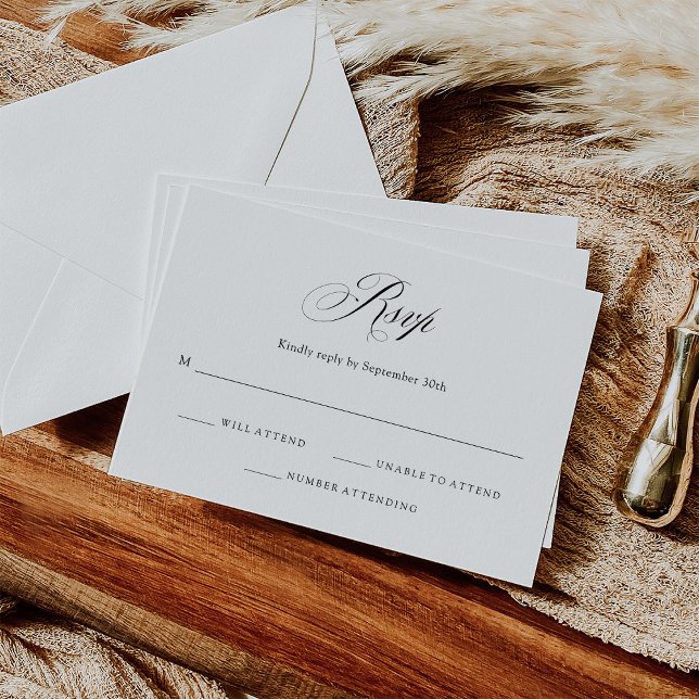 Tarjeta De Confirmación De Asistencia Blanco y negro | Boda de elegancia italiana (Subido por el creador)