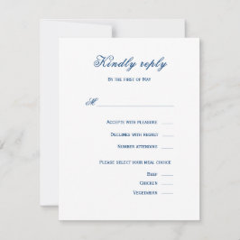 Tarjeta De Confirmación De Asistencia Blue and White Wedding