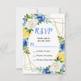 Tarjeta De Confirmación De Asistencia Blue and Yellow Flowers with Foliage Wedding
