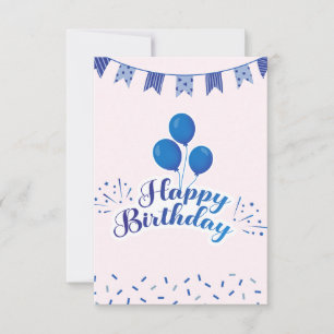 Tarjeta De Confirmación De Asistencia Blue Balloons Tarjeta de felicitación de cumpleaño