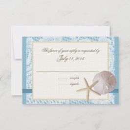 Tarjeta De Confirmación De Asistencia Blue Beach Lace Sand Dollar y Starfish