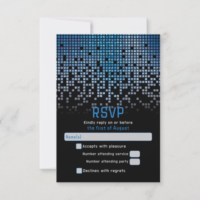 Tarjeta De Confirmación De Asistencia Blue Black Video Game Gamer Bar Mitzvah (Anverso)