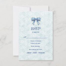 Tarjeta De Confirmación De Asistencia Blue Bow Engagement Invitation – Japanese Style