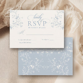 Tarjeta De Confirmación De Asistencia Blue Floral Romantic Calligraphy Garden Wedding