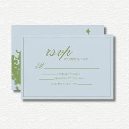 Tarjeta De Confirmación De Asistencia Blue Green Floral Watercolor Wedding 