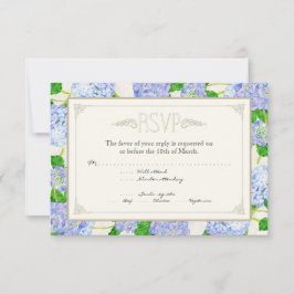 Tarjeta De Confirmación De Asistencia Blue Hydrangea Lace Floral Elegante Bodas Formales