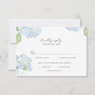 Tarjeta De Confirmación De Asistencia Blue Hydrangea Wedding Response Card