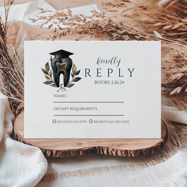 Tarjeta De Confirmación De Asistencia Blue Laurel Dental Graduation (Subido por el creador)