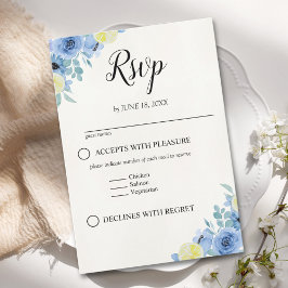 Tarjeta De Confirmación De Asistencia Blue Mediterranean Lemon Wedding