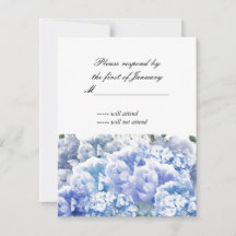 Blue Monocromatic Bouquet of Florals Reply Card