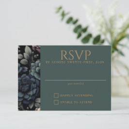 Tarjeta De Confirmación De Asistencia Blue Moody Floral