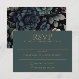 Tarjeta De Confirmación De Asistencia Blue Moody Floral