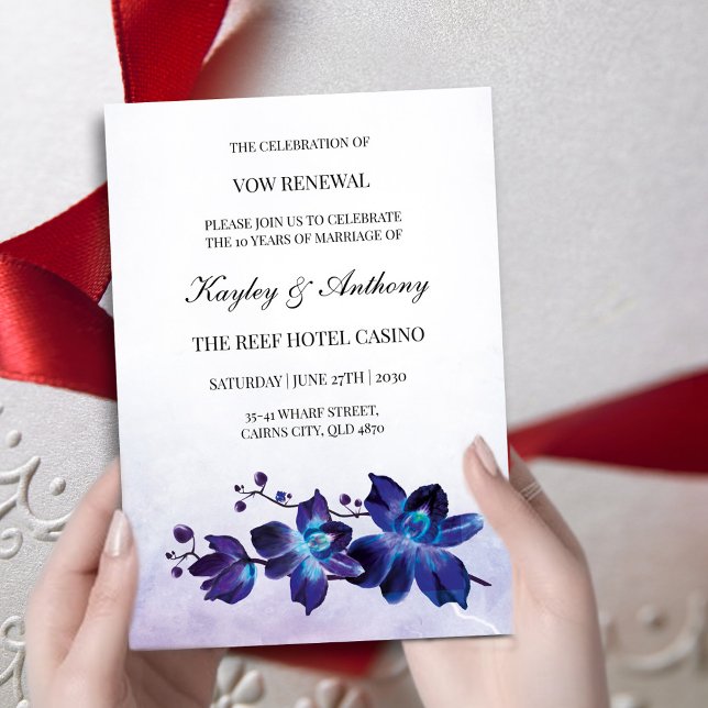 Tarjeta De Confirmación De Asistencia Blue Orchid Tropical Vow Renewal (Subido por el creador)