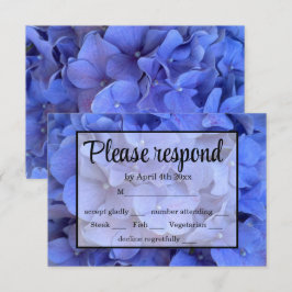 Tarjeta De Confirmación De Asistencia Blue periwinkle elegantes hortensias florales