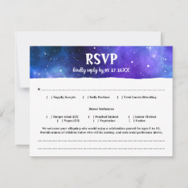 Tarjeta De Confirmación De Asistencia Blue Purple Watercolor Galaxy Bat Bar Mitzvah
