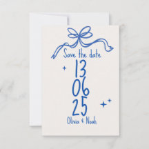 Blue Ribbon Save the Date Card