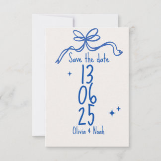 Tarjeta De Confirmación De Asistencia Blue Ribbon Save the Date Card