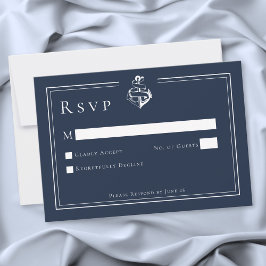 Tarjeta De Confirmación De Asistencia Blue White Minimal Nautical Anchor Coastal Wedding