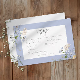Tarjeta De Confirmación De Asistencia Blue Wildflower Garden Elegant Wedding