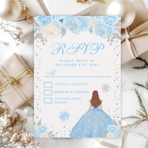 Tarjeta De Confirmación De Asistencia Blue Winter Brown Hair Princess Dulce