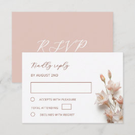 Tarjeta De Confirmación De Asistencia Blush 3D Boho Flowers Wedding