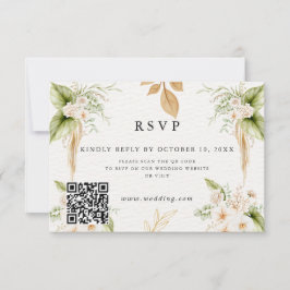 Tarjeta De Confirmación De Asistencia Blush Floral Gold Geometric wedding