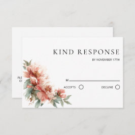 Tarjeta De Confirmación De Asistencia Blush Pink Peony Coral Red QR Code Wedding 