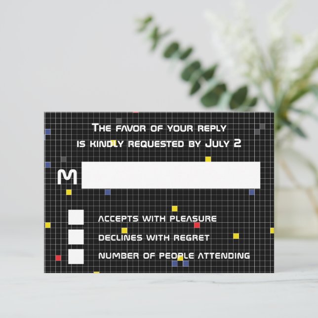 Tarjeta De Confirmación De Asistencia BM Bar Bat Mitzvah Juego On (Anverso de pie)