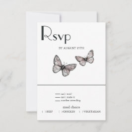 Tarjeta De Confirmación De Asistencia Boceto de Mariposa 