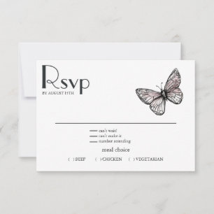 Tarjeta De Confirmación De Asistencia Boceto de Mariposa 
