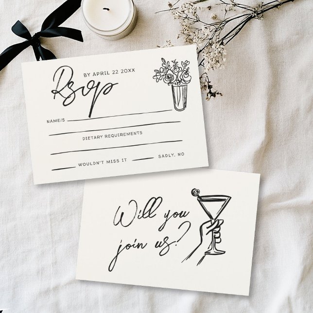 Tarjeta De Confirmación De Asistencia Boda a la moda estiloso a mano (Subido por el creador)