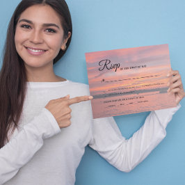 Tarjeta De Confirmación De Asistencia Boda a orillas del lago Rústico Sunset Lakeside