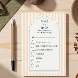 Tarjeta De Confirmación De Asistencia Boda a rayas de melocotón y crema