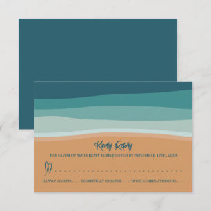 Tarjeta De Confirmación De Asistencia Boda abstracta de Ocean Beach